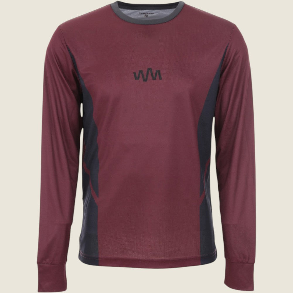 Mens Hattock Long Sleeve Jersey (Nine Iron/New Maroon) #contain
